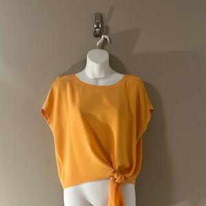 Chic Orange Tie-Front Blouse